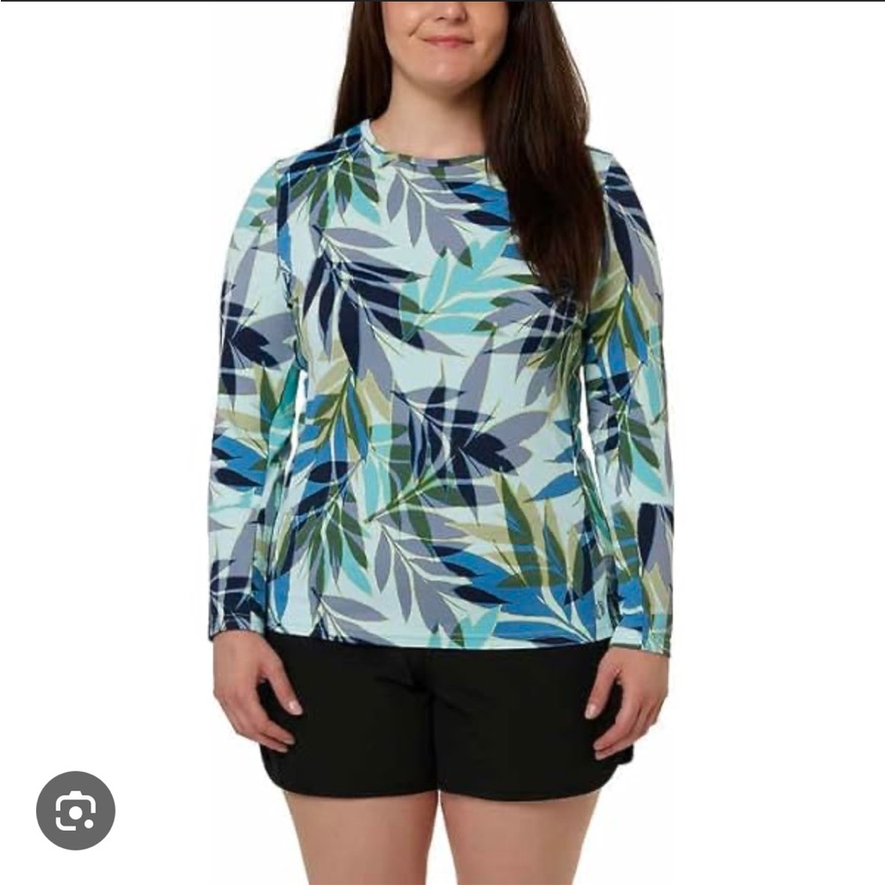 Hang‎ Ten Women's Long Sleeve Rash Guard With UV Protection- Size Medium